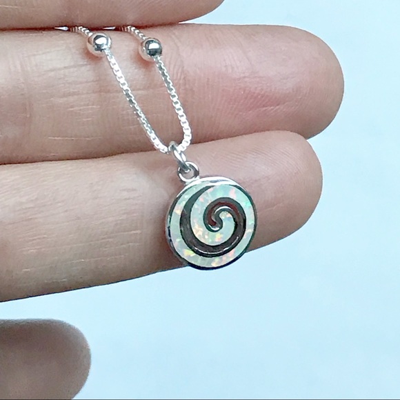 Sterling Silver Opal Swirl Anklet - Picture 2 of 8